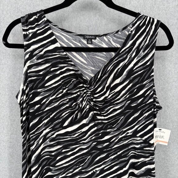 Relativity Womens Stretch Knit Dress Size 2X Animal Print Black Sleeveless NEW - Picture 2 of 11